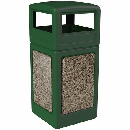 COMMERCIAL ZONE CZ 72045499 StoneTec 42 Gal Forest Green Waste Receptacle, Riverstone Panels, Dome Lid 27872045499